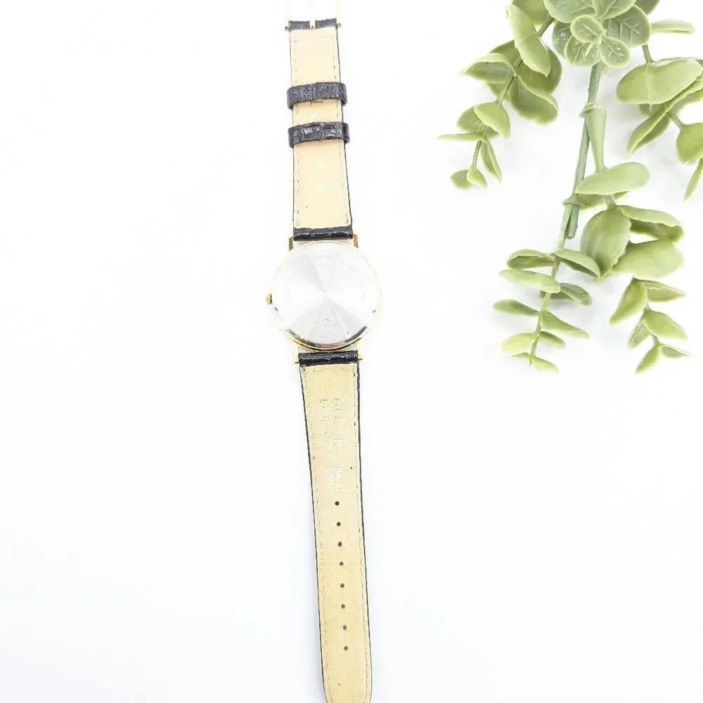 Pulsar Olympic Vintage USA Gold Black Reptile Leather Embossed Band Watch